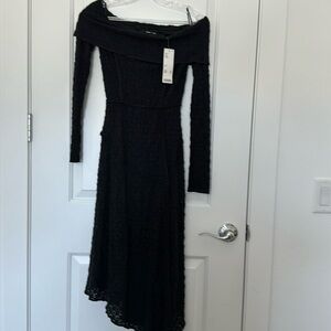 Silence+Noise urban outfitters brand  midi black dress lace material like in xs